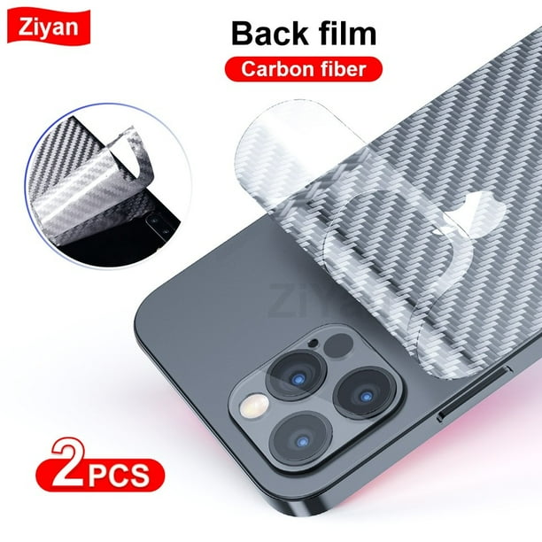 2 piezas de película trasera mate de fibra de carbono para iPhone 14 13 12 Mini 11 Pro XR X XS Max 7 8 Plus SE3 pegatina transparente resistente a los arañazos Tan Jianjun unisex