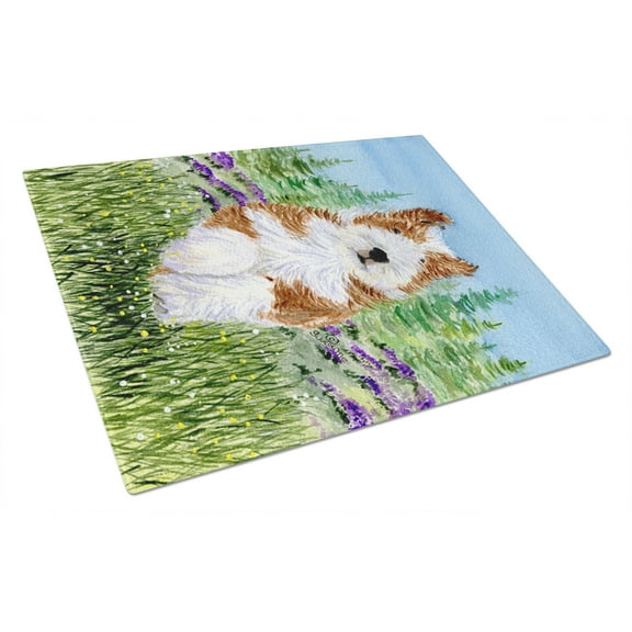 Caroline's Treasures Bearded Collie Glass Cutting Board Large
