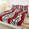 thumbnail image 3 of jejeloiu Zebra Pattern Bed Sheets,Geometric Cheetah Stripes King Sheets,Red Black White Sheet Set For Girls,Super Cozy Bedroom Decor,4 Pieces, 3 of 7