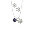 thumbnail image 2 of Delight Jewelry Silvertone Purple Paw on Black Disc Silver tone Snowflake Charm Necklace and Stud Earrings, 2 of 4