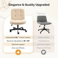 thumbnail image 6 of YEXJ Swivel Armless Criss Cross Chair with Dual-Use Wheels,Adjustable Height Cross-Legged Office Desk Chair, Vanity Chair, Rolling Computer Chair for Home,Teddy Fleece Khaki, 6 of 10