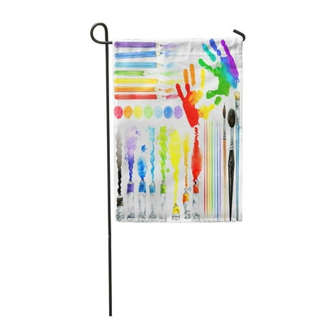 - LADDKE Learning Basic Colors for Children of Palette Paints Garden Flag Decorative Flag House Banner 28x40 inch