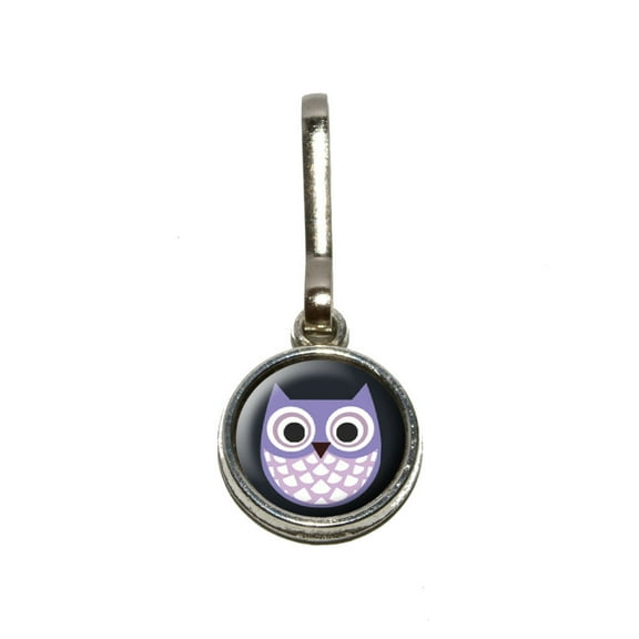 Cute Purple Owl Charm Zipper Pull