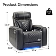 thumbnail image 5 of DFA Electric Power Recliner Chair, PU Leather Home Theater Seating with USB Port, LED Light, Hidden Arm Storage & Cup Holders, Electric Single Sofa for Media Living Room, Black, 5 of 10