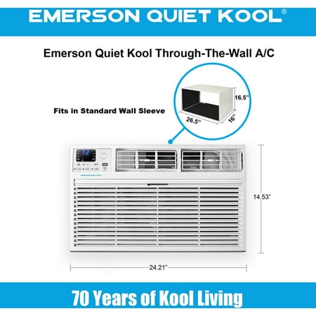 Emerson Quiet Kool 230V 10,000 BTU Smart Through-the-Wall Air Conditioner with Remote, Wi-Fi, and Voice Control