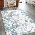 thumbnail image 4 of Rectangle Area Rug 4x6ft,Summer Ocean Shell Starfish Washable Carpet Non-Slip Runner Accent Rugs Indoor Floor Mat for Bedroom Living Room Decor,Teal Gradient Coral, 4 of 9