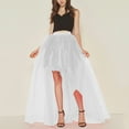 thumbnail image 3 of VUPSGEZ Women's Solid Color Swallowtail Irregular Mesh Short Front And Long Back Tutu Skirt (White,One Size), 3 of 5