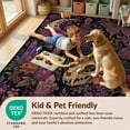thumbnail image 4 of Design&I 6'x9' Washable Area Rug Oversized Skid-Resistant Deep Purple Mystic Garden and Gothic Enchanted Floral Skull Motif for Living Room, Family Indoor, 4 of 7