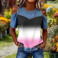 thumbnail image 3 of Womens Summer Tops Trendy 2025 Ndbuld Women's Fashion Casual Round Neck Printed Short Sleeve Blouse Loose Spring And Summer Tops Pink S, 3 of 5