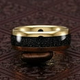 thumbnail image 4 of Tungsten Ring for Men Wedding Band Black Sandstone Inlaid Gold Dome Size 6-16 (Tungsten, 16), 4 of 6