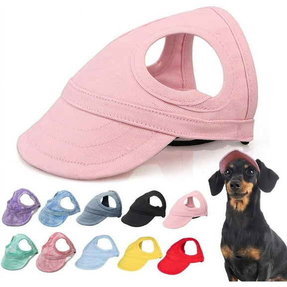 Outdoor Sun Protection Hat for Dogs, Canvas Dog Hat with Ear Holes and Adjustable Neck Strap(xw)
