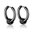 thumbnail image 6 of EIMELI Street Hip-hop Stainless Steel Hoop Earrings Mens Womens Small Huggie Hoop Earrings(2 Pairs，Black+Steel color), 6 of 6