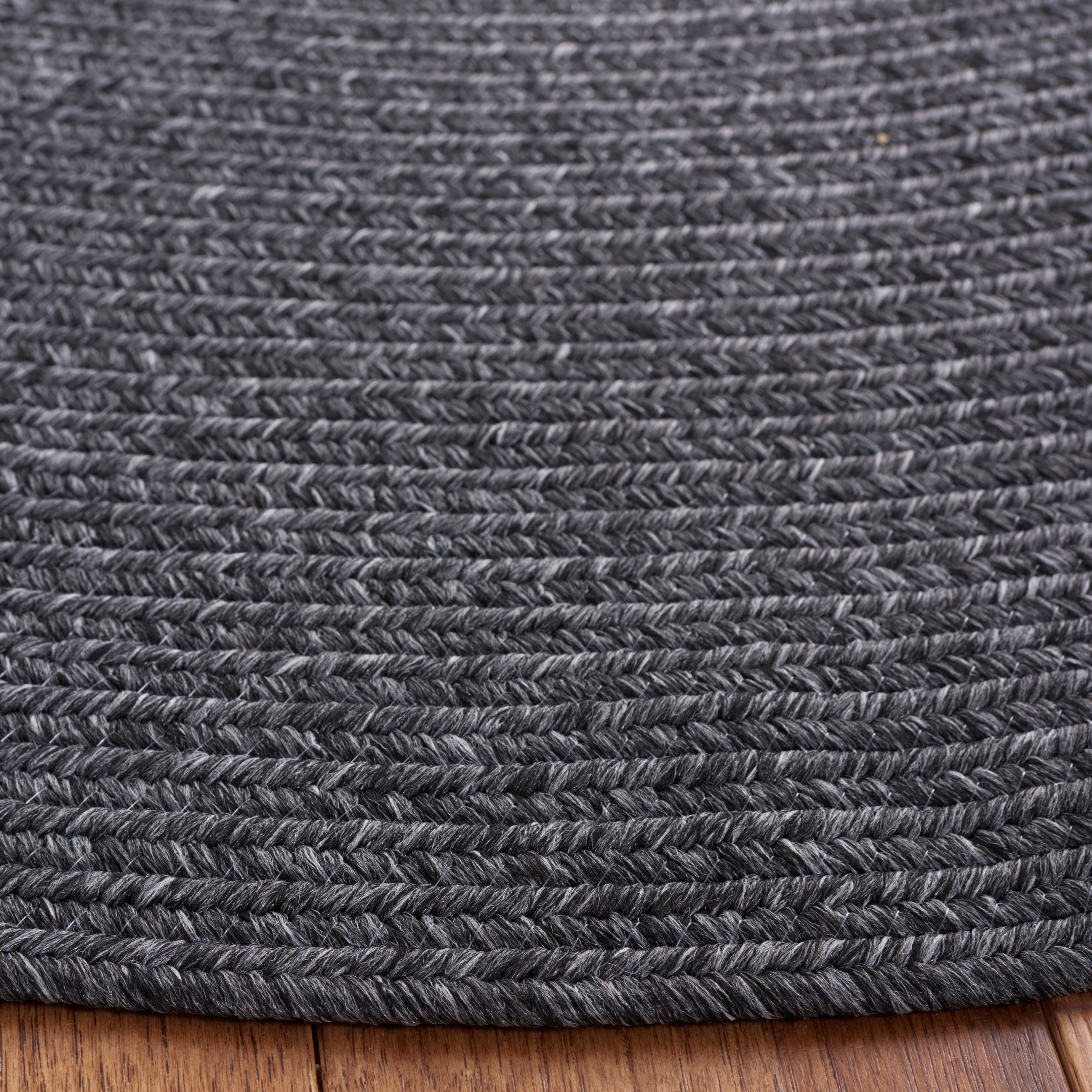 SAFAVIEH Braided Gino Distressed Machine Washable Reversible Area Rug, Black, 6' x 9' Oval