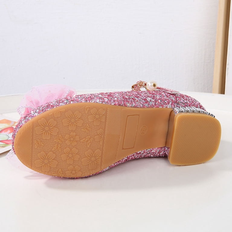 Wdgfv Girls Sandals Closed Toe Heels Sparkly Sequins Bow Dress Shoes for  Toddler Wedding Party Pink 5-5.5 Years - Walmart.com