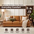 thumbnail image 5 of Naomi Home Siggy Genuine Leather 3-Seater Sofa, Plush Goose Feather Cushions, Removable Cushions, Sturdy Legs, No-Tools Assembly, Ideal for Living Room, Office, or Bedroom, Tan, 5 of 10