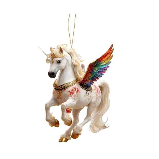 Colgante de caballo 2D acrílico realista, adorno navideño con lazo para colgar, ideal para amantes de la equitación.