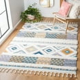 thumbnail image 2 of SAFAVIEH Moroccan Fringe David Southwestern Shag Area Rug, Ivory/Navy, 5'3" x 7'6", 2 of 8