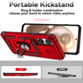 thumbnail image 4 of Kryonix for Motorola Moto Edge 2025 6.7” case,Military Grade Drop Impact,360 Metal Rotating Ring Kickstand Holder,Camera Lens Slide Protection Case,Armor Shockproof Case,TPU Bumper,Red, 4 of 11