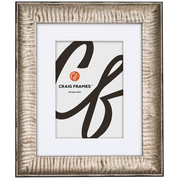 Craig Frames Safari, 12x16 Picture Frame Matted for an 8x12 Photo, Silver