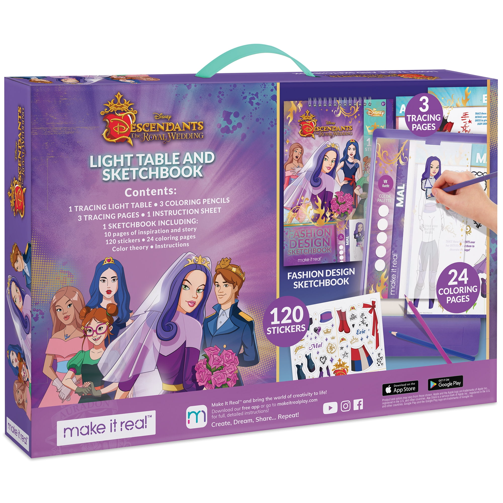 Disney Descendants Royal Wedding: Light Table & Sketchbook - 9 Piece Set, Stickers & Coloring Pencils, Lights Up For Easy Tracing, Draw Sketch & Create, Tweens & Girls, Kids Ages 8+