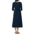 thumbnail image 3 of INSPIRE CHIC Women's Nightgown 3/4 Sleeve V Neck Loungewear Long Sleep Nightshirt with Pockets L Blue, 3 of 6