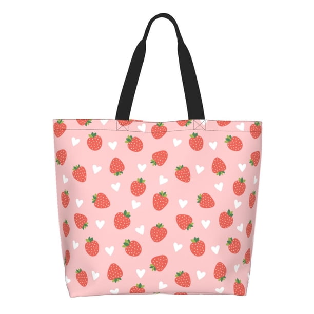Disketp Strawberry Bolsa Tote Estampada para Mujer, Bolso de Hombro y de Mano para Compras y Viajes