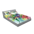 thumbnail image 2 of Ambesonne Tropical Fitted Sheet & Pillow Sham Set, Flowers Parrots Love, Full, Multicolor, 2 of 2