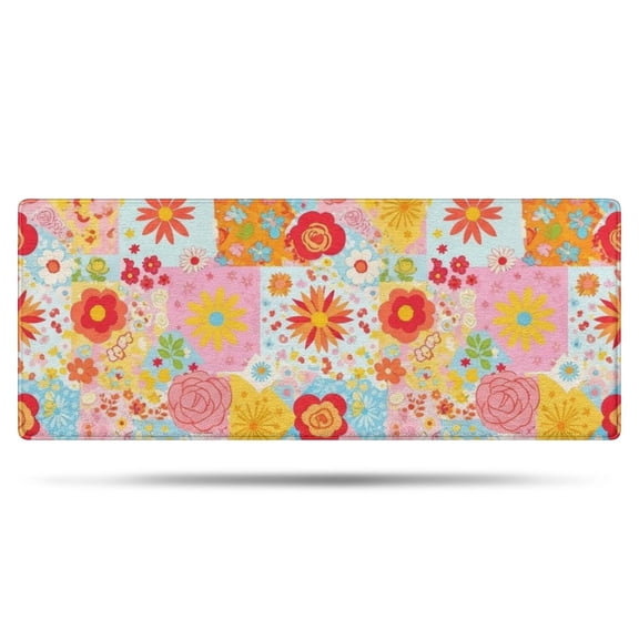 Pioneer Flower Floral Print Pattern Bathroom Rugs Mat, Non Slip Microfiber Bathroom Rug with Rubber Backing, Soft Mats for Bathroom Floor Tub Shower, 24"x60"