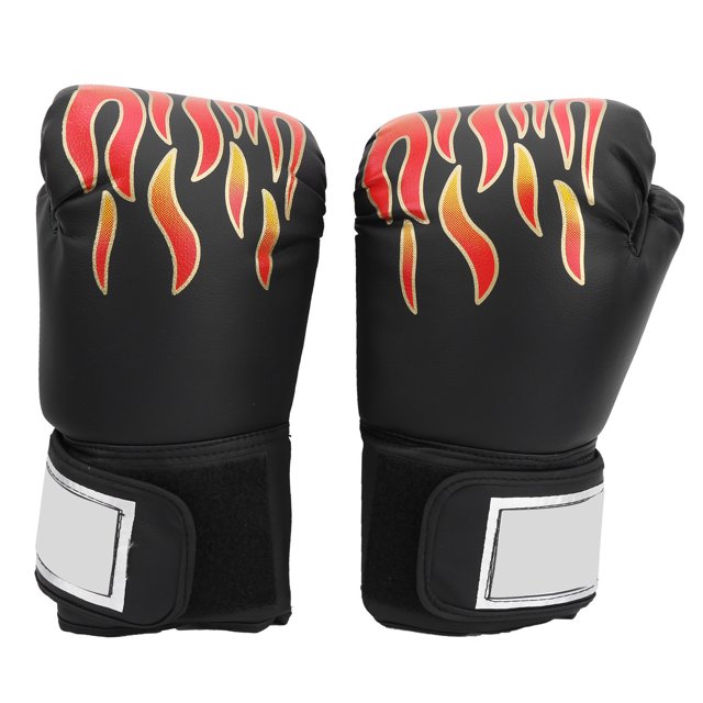 1pair guantes de boxeo para adultos universales Pu sacos de arena de cuero Sanda accesorios de entrenamiento de boxeo tailandés negros