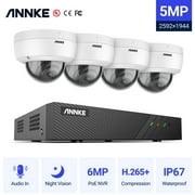 ANNKE 4pcs 5MP PoE IP ONVIF Dome Security Camera System with 6MP NVR,100 ft Color Night Vision,IP67 Weatherproof for Outdoor Indoor CCTV Surveillance,NO Hard Drive