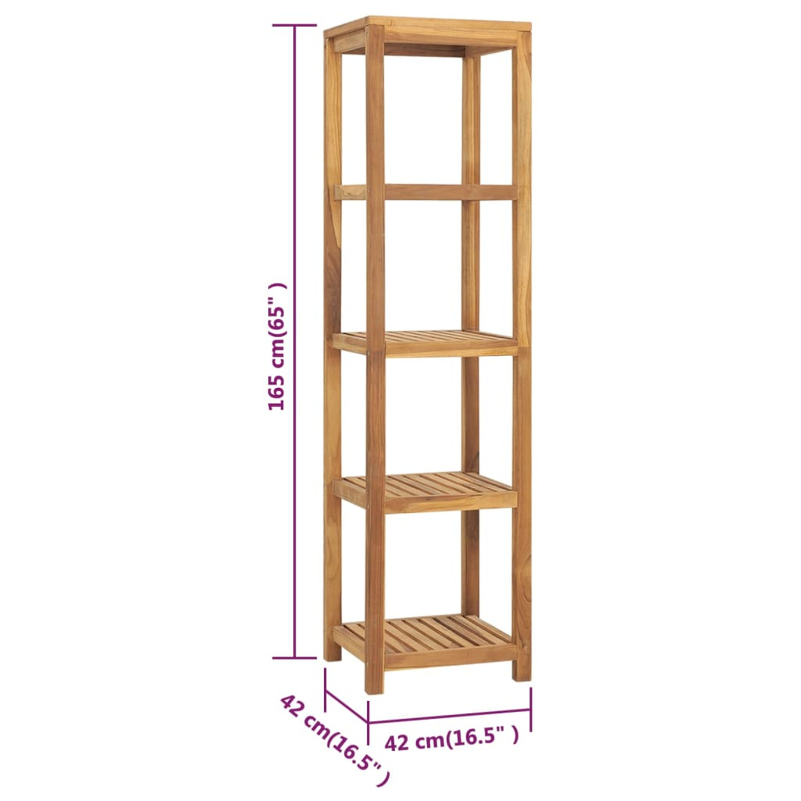 Bastian Hanging Bathroom Teak Shelf - Five Shelves - Natural Teak