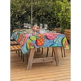 thumbnail image 3 of Outdoor Tablecloth with Umbrella Hole for Patio/Picnic/Party/Camping, Watercolor Flip Flops Waterproof Table Cloth Rectangle Table Cover Washable, Summer Ocean Beach Slippers Blue (60"x 120"), 3 of 8