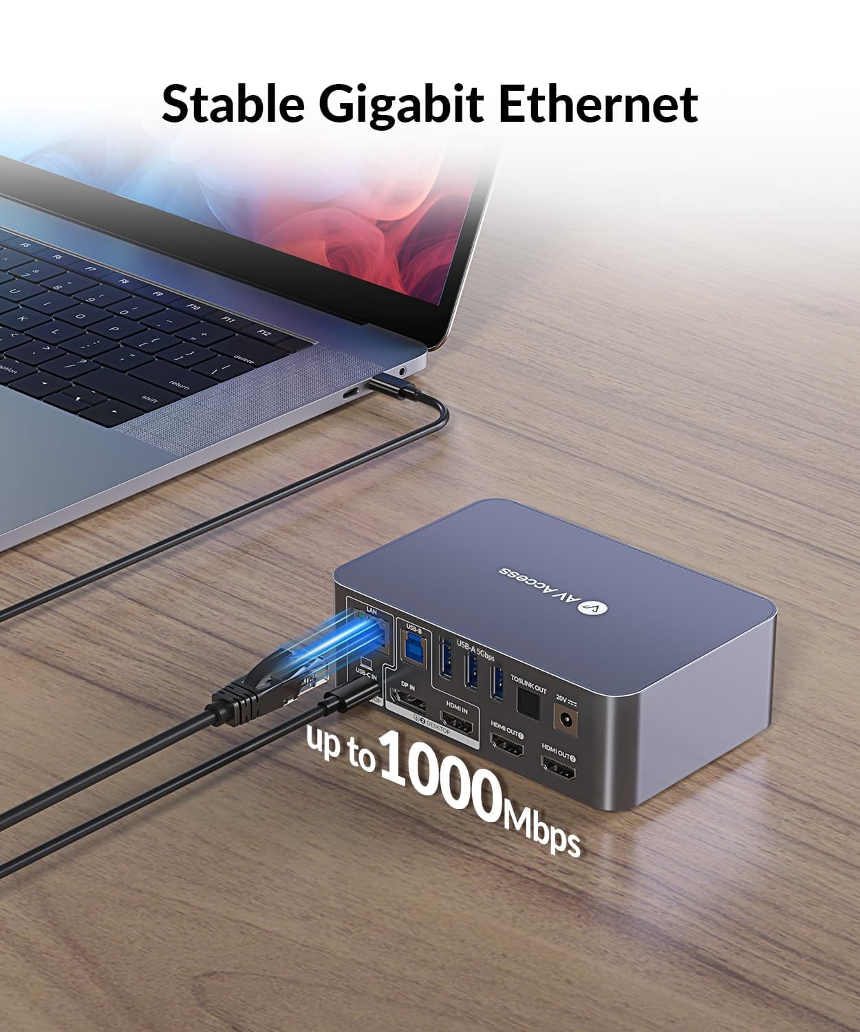 v AV Access Docking Station KVM Switch Dual Monitor for Laptop & Desktop - USB C Charge, Full Aluminum, KVM Switcher for 2 PCs with Ethernet, EDID, 4K@60Hz/2K@144Hz/1080P@240Hz, 3xUSB 3.0(iDock-C10)