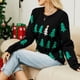 thumbnail image 5 of Suéter Jerseys básicos para mujer Traje de vacaciones con patrón de árbol de Navidad informal (Negro M) Ygjytge Negro T M para Mujer, 5 of 7
