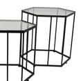 thumbnail image 2 of Kellie Plant Stand Table Set of 3, Black Metal, Hexagon Glass Tops, 2 of 5
