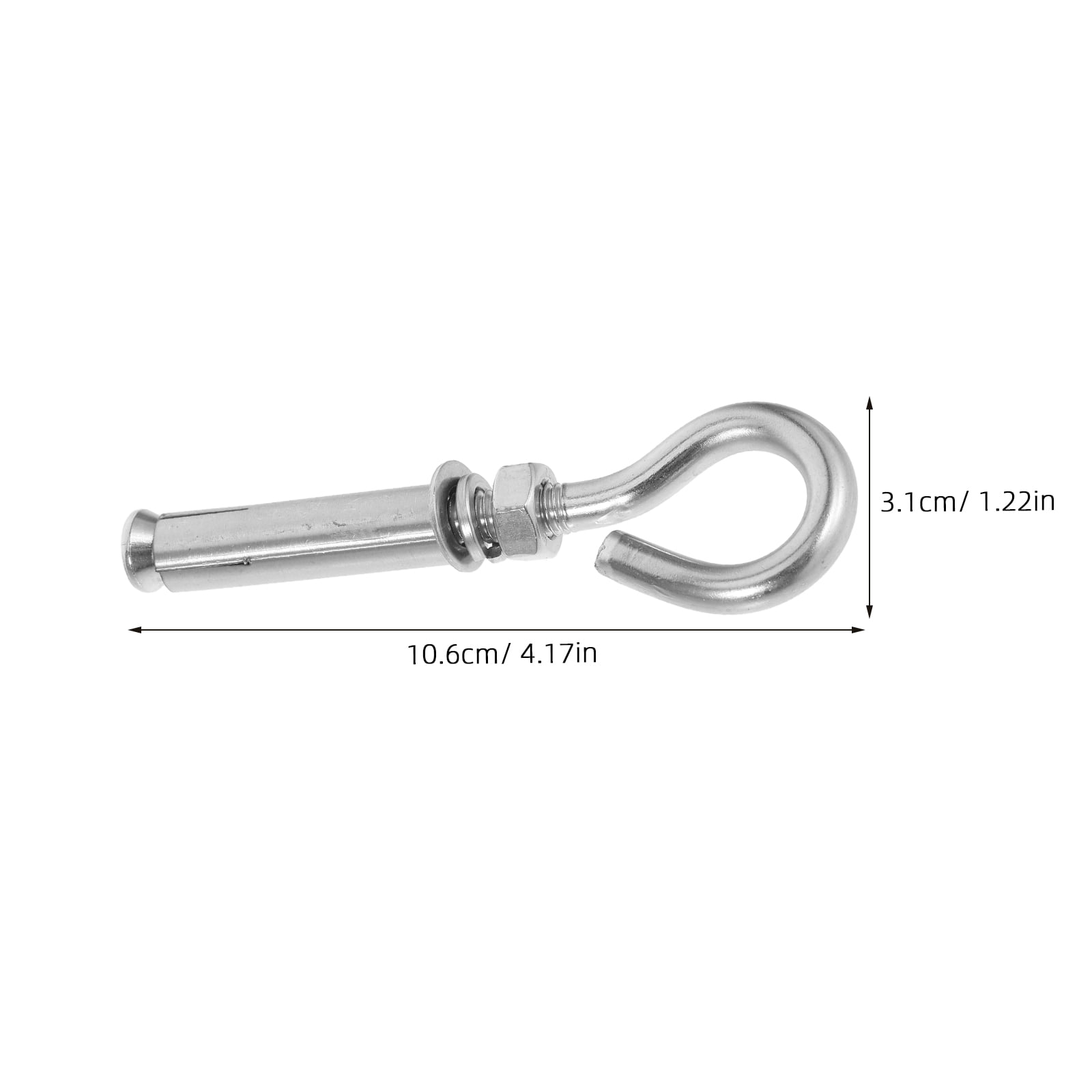 Hemoton Stainless Steel Expansion Hook Eye Bolt for Concrete Wall Anchors Silver 10pcs