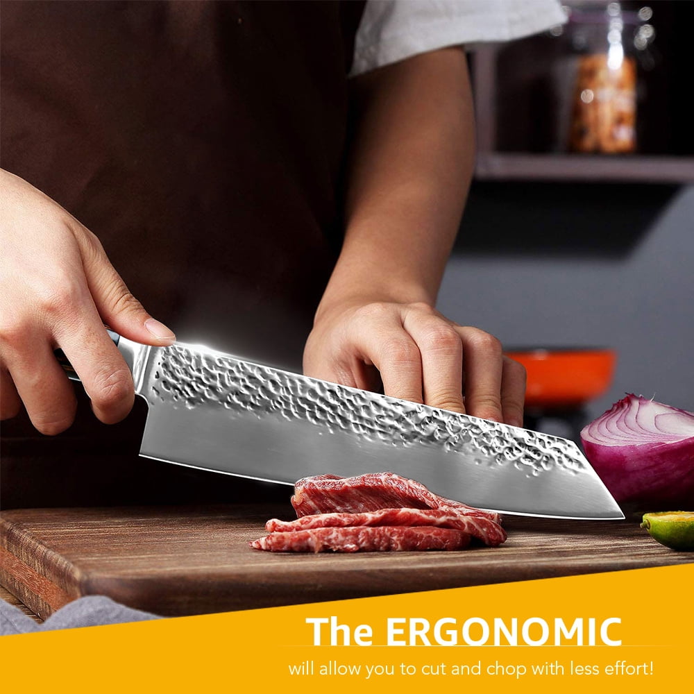 5-Piece Japanese Santoku Kitchen Knife Set, High Carbon Stainless Steel Ultra Sharp Cooking Knives with Protective Covers for Cutting Chopping Slicing