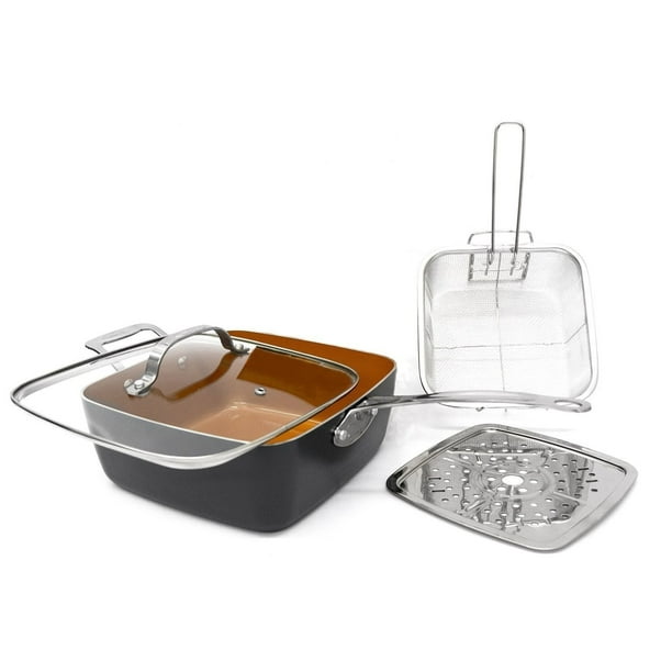 Gotham Steel Titanium Ceramic 9.5 Deep square frying & Cooking Pan With