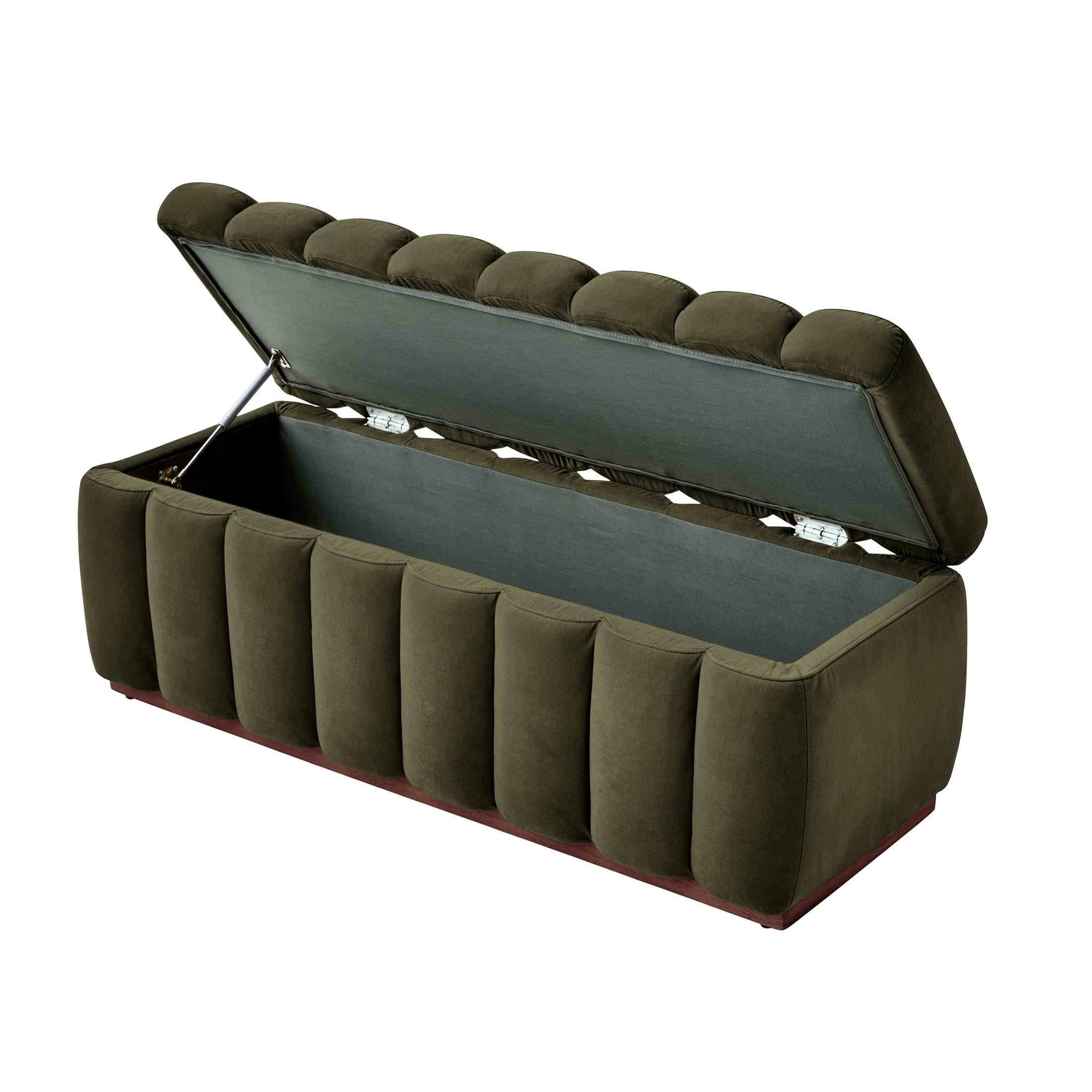Better Homes & Gardens 47.24" Lillian Channel Tufted Bench, Olive Velvet