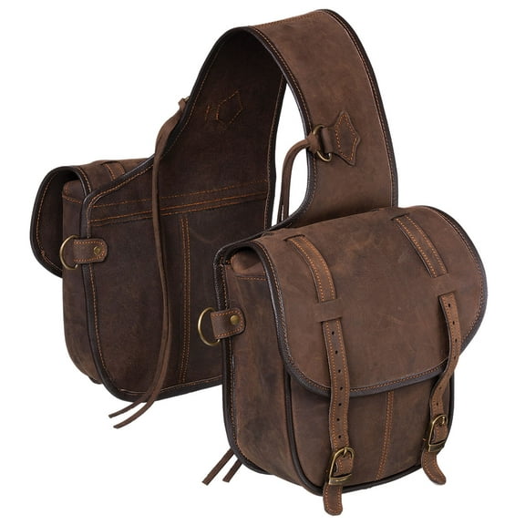 Tough 1 Western Saddle Bag 2 Pockets Saddle Strings Brown 61-9935