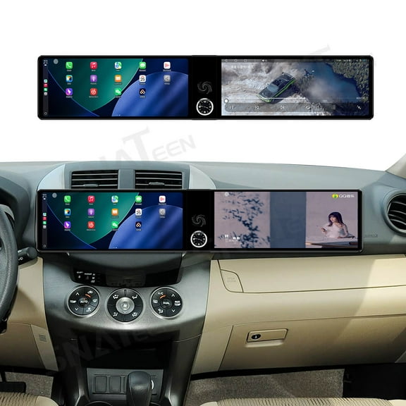 SNATEEN Dual 12.3 inch Carplay Screen/Radio/Multimedia Player for Toyota RAV4 2007-2011 Models Universal Car Navigation/GPS Upgrade Headunit Android Display 1080P Touch Screen Replace System