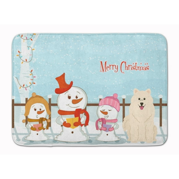 Merry Christmas Carolers Samoyed Machine Washable Memory Foam Mat