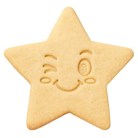 Winking Star Cookie Cutter & Stamp 4x3.8" for Baking Fondant Clay Embosser