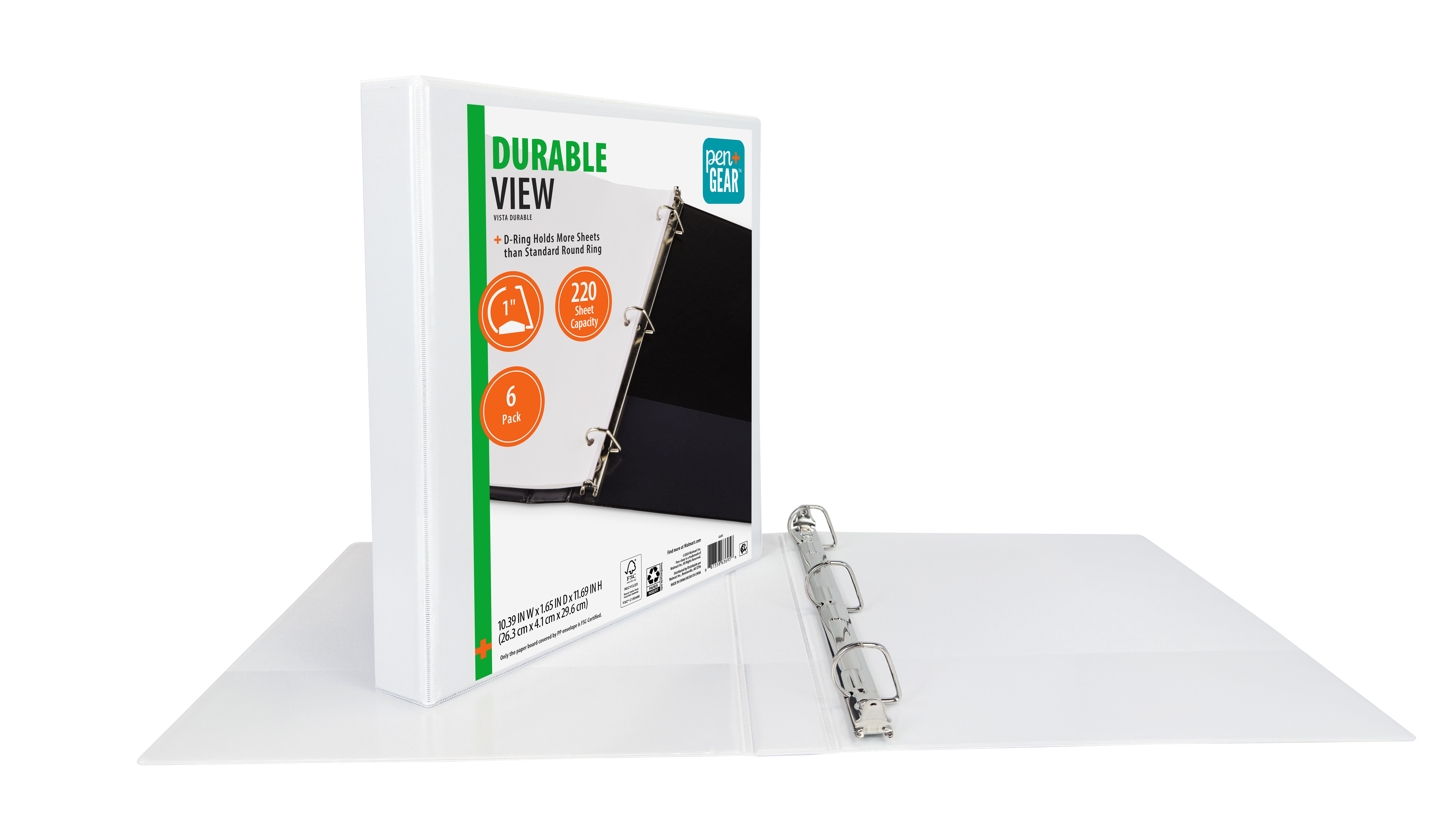 Pen+Gear 1-Inch Durable Binder, White, 6-Pack photo 8