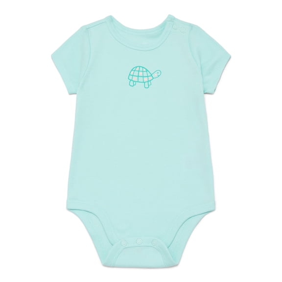 Wonder Nation Baby Girls Bodysuit with Short Sleeves, Sizes 0-24 Months