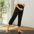 thumbnail image 3 of Lovskoo Maternity Leggings Casual Temperament Solid Slim Flare Trousers Capris Yoga Pants Black, 3 of 7