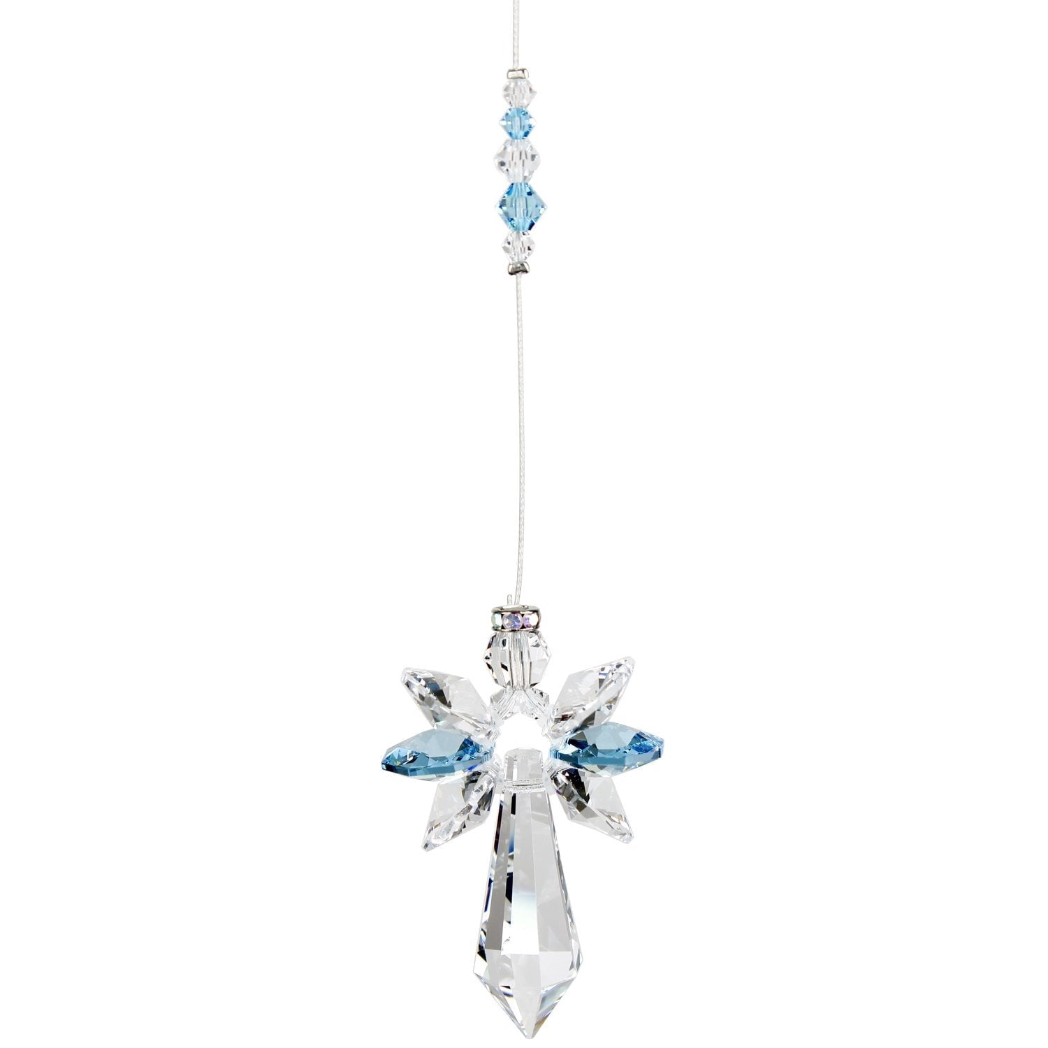 Woodstock Crystal Suncatchers, Guardian Angel Aquamarine, Crystal Wind Chimes For Inside, Office, Kitchen, Living Room Décor, 2"L
