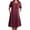 Wine, variant on Midi Summer Dresses for Women Round Neck Solid Color Casual Loose Dress Short Sleeve A Line Dress Beach Vacation Dresses