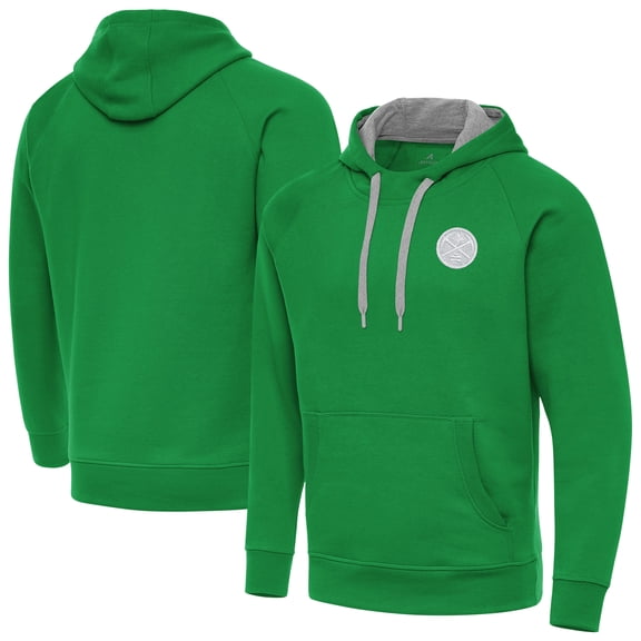 Men's Antigua Kelly Green Denver Nuggets St. Patrick's Day Victory Raglan Pullover Hoodie