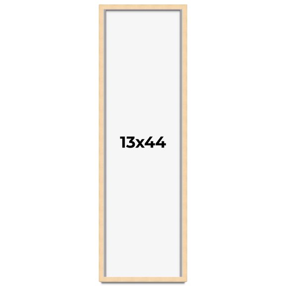 13x44 Frame Natural Wood Picture Frame | 0.75 Inch Moulding Width | with UV Acrylic Plexiglass,